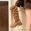 Temperament trousers long boots women's French boots versatile boots stacked thin round head British style autumn and winter new models