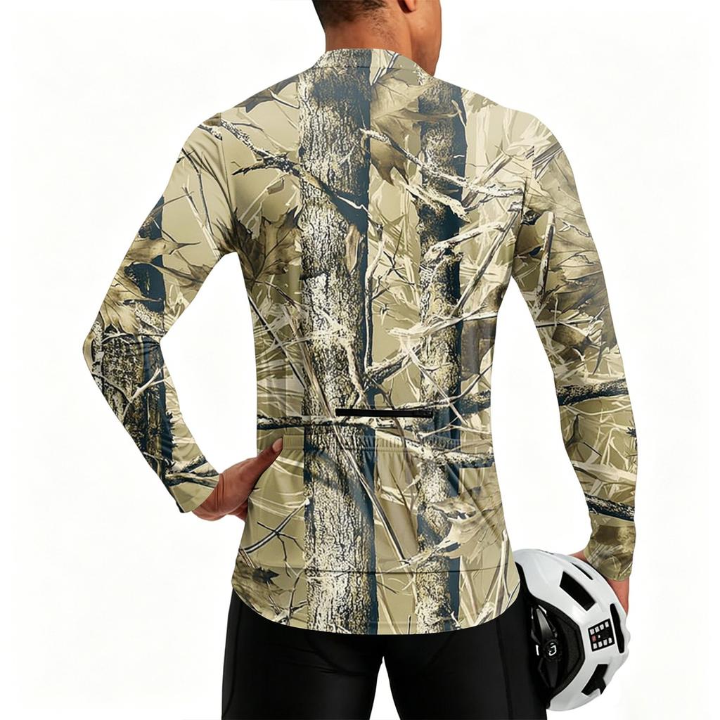 Men's Long Sleeve Cycling Jersey Breathable Quick Dry Zip Front Pullover Lightweight Athletic Top for Outdoor Sports