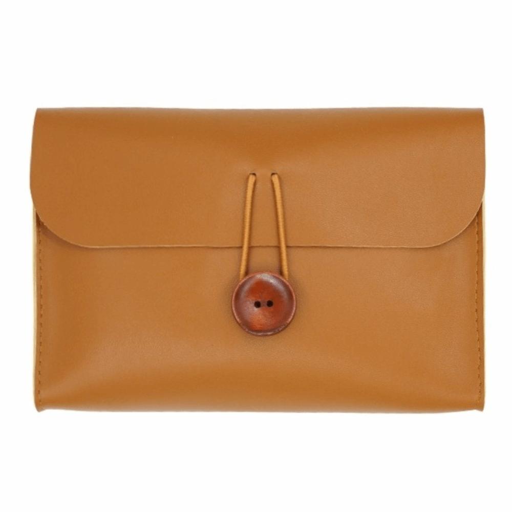 Button Closure Envelope Shape Cosmetic Bag Faux Leather Travel Toiletry Bag Makeup Bag Daily