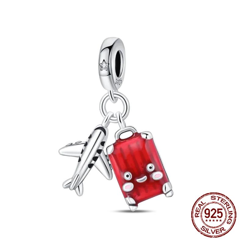 Red Color Series Charms Beads Copper Blood Heart Love Car Strawberry Fruit Dangle Fit Original Bangle Bracelet Diy Jewelry