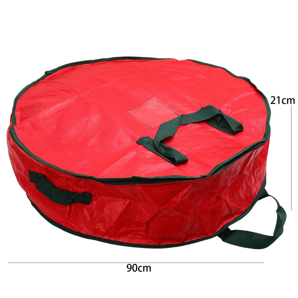 Christmas Wreath Storage Bag Waterproof Dustproof with Handles Round Storage Bag Home Xmas Party Garland Portable Zipper Pouch