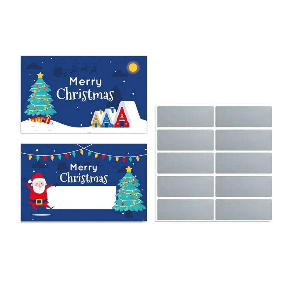 10pcs Christmas Scratch Cards Set DIY Gift Vouchers with Santa Claus & Tree Designs Party Favors DIY Games Supplies Gift Voucher