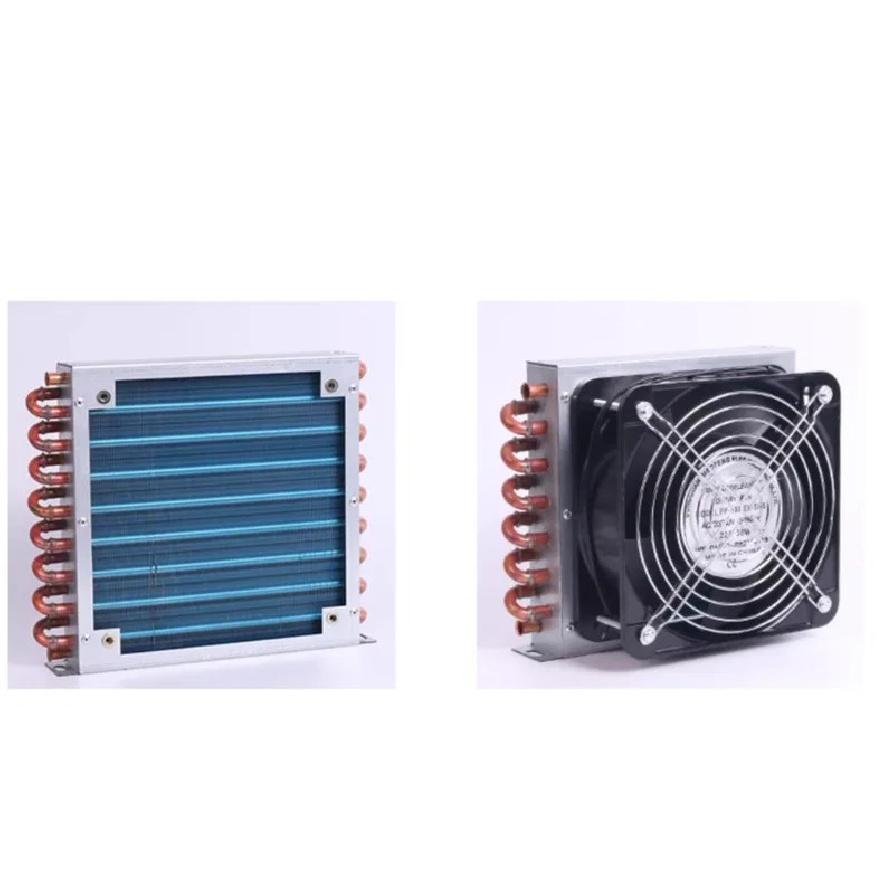 Refrigerator Condenser 7mm Copper Tube Aluminum Fin Small Radiator Air-cooled Water-cooled General Cooling 1PC