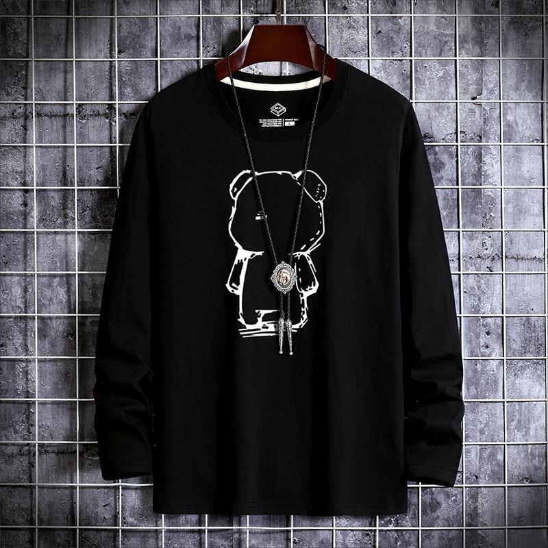 GMXIA Spring Autumn Men's Long Sleeve T-shirt Men's Youth Crewneck Base Men's Top Clothes Autumn Clothes Men's T-shirt