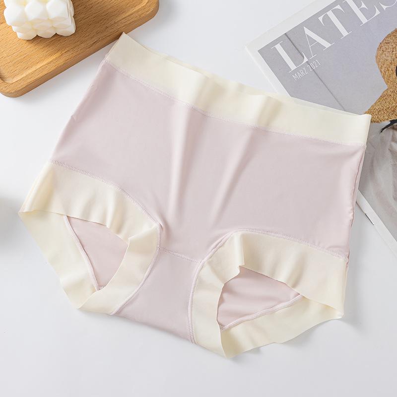 

Летние бесшовные трусики из ледяного шелка с высокой талией, женские ультратонкие дышащие трусики с ластовицей из чистого хлопка, размер плюс 200 цзинь M (Recommended 80-100 Jin)