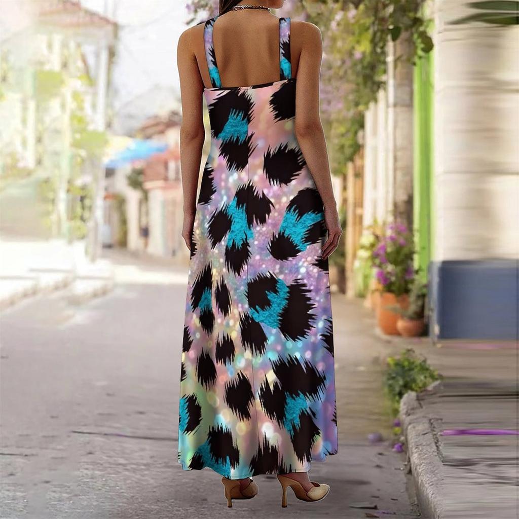 Women's Slip Dress Maxi Long Dress Splicing Leopard Print Stitching Print Dress Spring & Summer Leisure Vacation