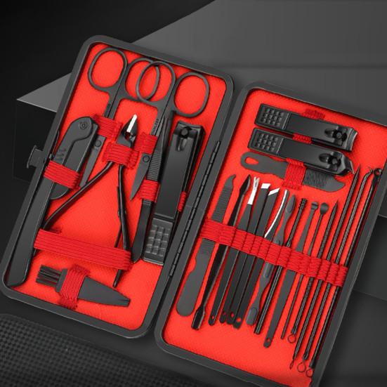 Christmas Manicure Set Nail Clippers Kit for Adults Professional Stainless Steel Tools with Faux Leather Case Christmas Stuffers