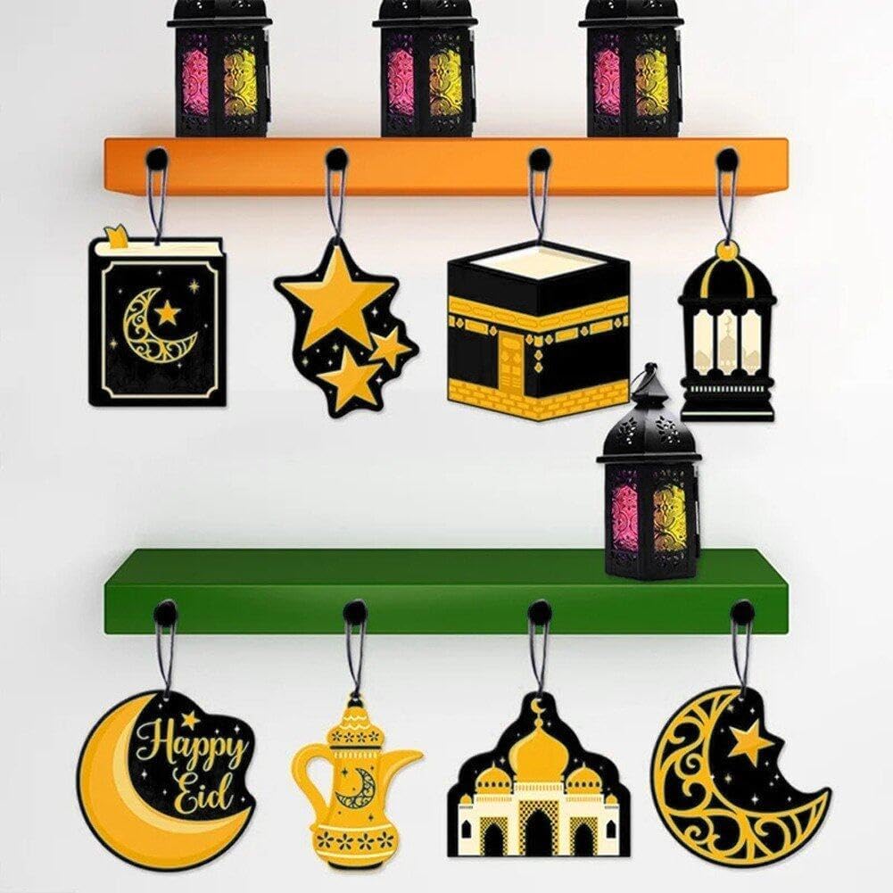 Ramadan Festival Hanging Ornament Moon Stars Castle Design Islamic Home Decor Party Supplies Eid Mubarak Celebration Decoration