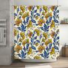 Vibrant Blue Yellow Floral Shower Curtain Decorative Bath Matric Bathroom Waterproof Fabric Shower Curtain Set for Home Decorati