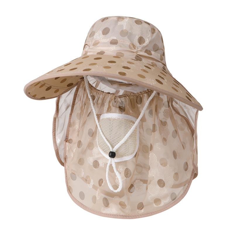 Middle-Aged Mother Ice Silk Sunscreen Hat Women'S Summer Farm Work Visor Big Edge Shawl Outdoor Tea Picking Hat