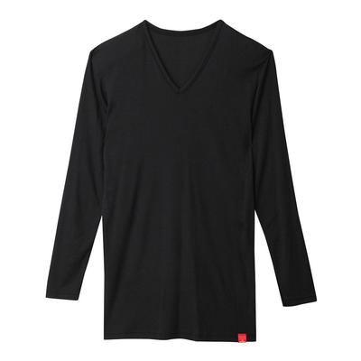 Gunze Hot Magic Inner Soft and Japan Size M To Japanese Size Shirt, Warm, V-Neck, 3/4 Sleeves, MH1909, Black, (equivalent M)