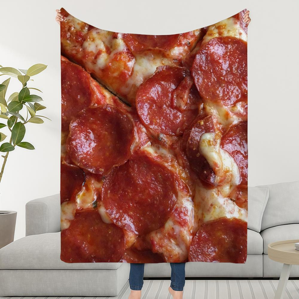 Blanket Throw Super Cosy Plush Living Pizza Room Sofa Couch Childish Birthday Delicious Gifts