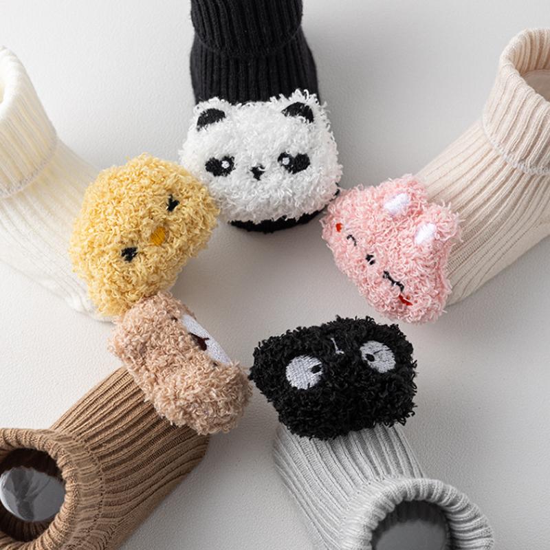 Cute 3D Doll Newborn Socks Spring Autumn Cotton Baby Middle Tube Sock 0-3year Boy Girl Kids Non Slip Floor Socks Infant Footwear
