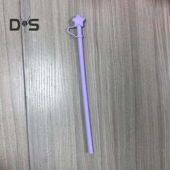 Reusable Silicone Straws with Star Cap Bite-resistant Drinking Tubes for Hot Cold Drinks BPA-Free Flexible Long Straw