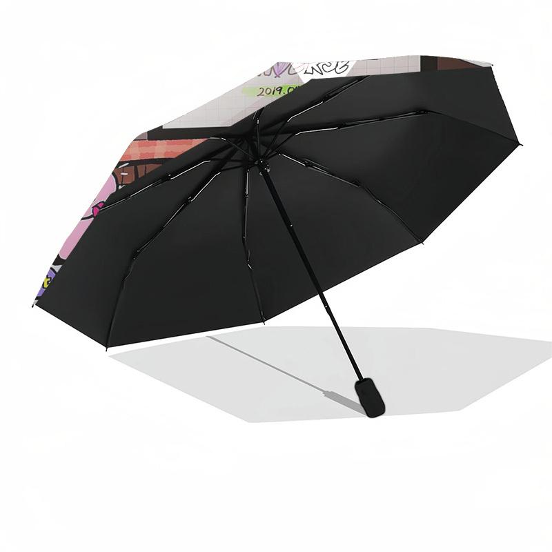 1pc BT21 Characters Outdoor Umbrella - Automatic Opening/Closing - Portable 3-Fold Design - 8-Rib Iron Frame - Perfect Gift for Fans, Travelers,