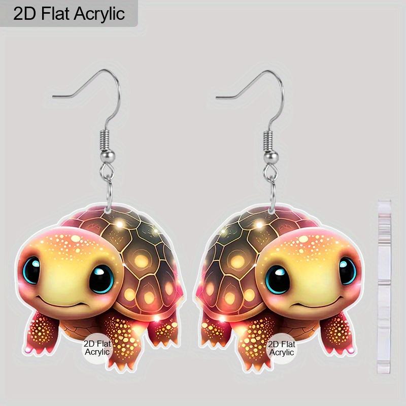 

2D Плоские Акриловые Милые Серьги-Подвески в виде Черепахи Океан Пляж Летние Украшения Морская Черепаха Подарки для Женщин Мамы Любителей Животных