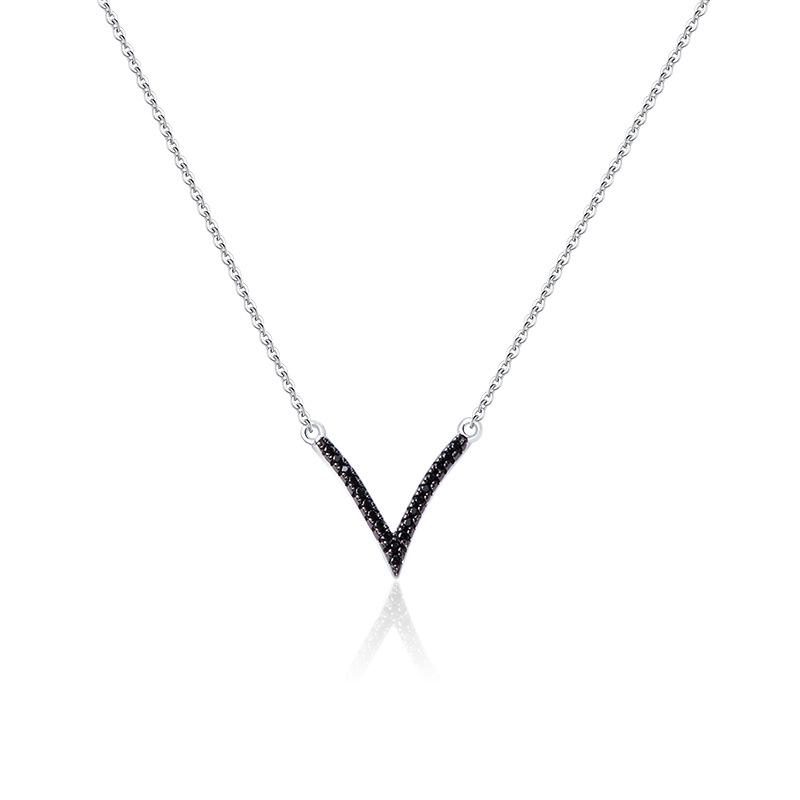 Letter V-shaped Necklace Clavicle Chain Simple High-end Sense Diamond-inlaid Sweater Chain New Accessories for Women