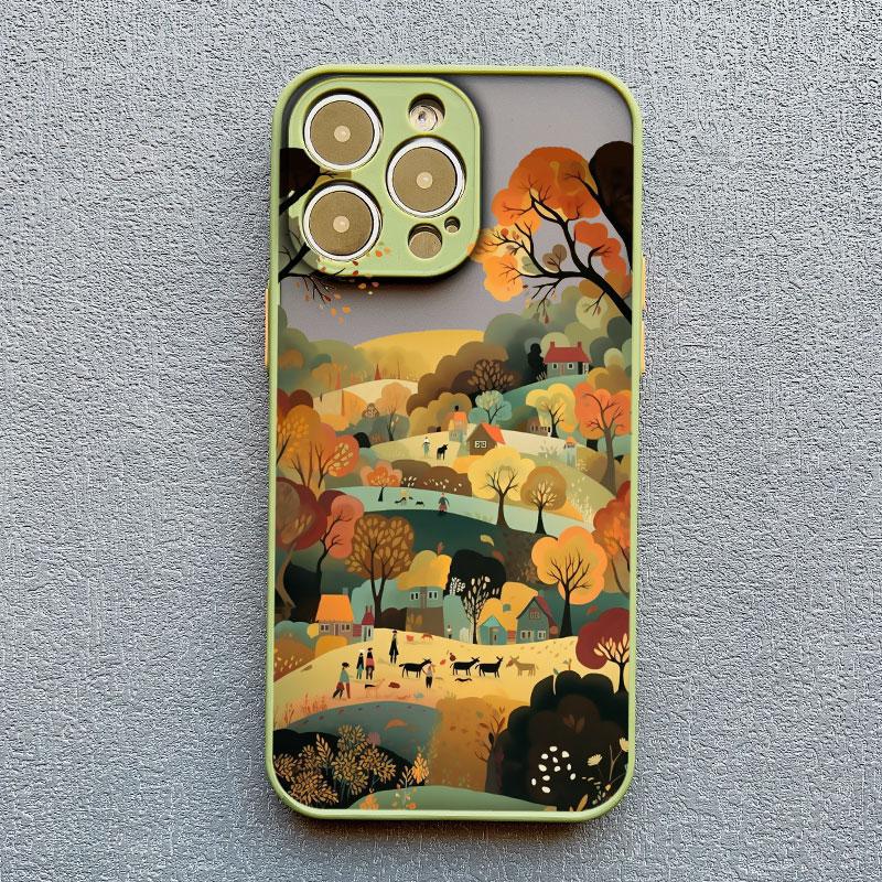 Leaves Autumn Forest House Phone Case for iPhone 12 13 Mini 11 14 15 16 Plus Pro Max 7 8 SE 2020 X XS XR Protective Phone Cover