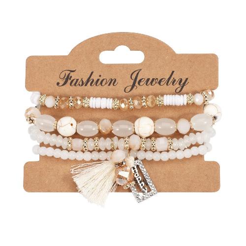 European American Fashion Bohemian Layered Beaded Bracelets Elastic Ethnic Bracelets for Women Female Bangle Bracelet