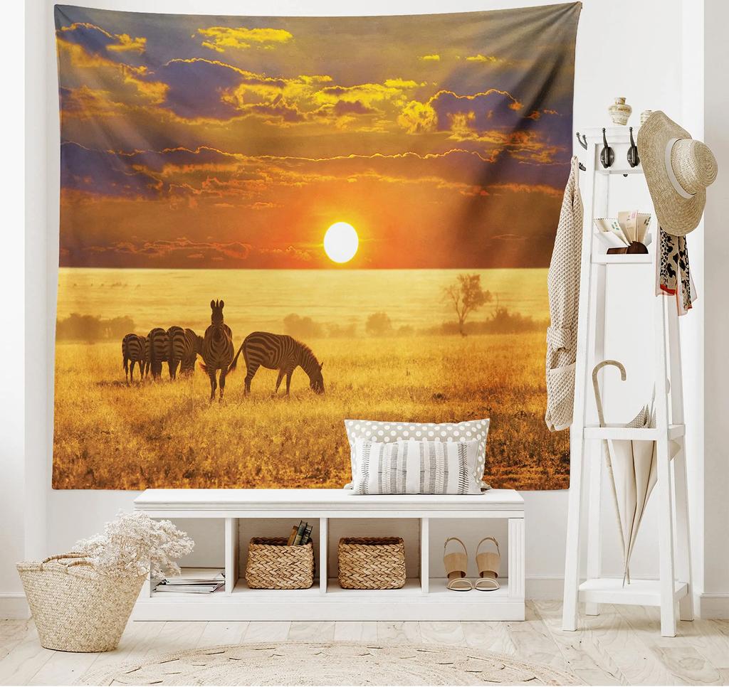 Zebras Tapestry Black White Stripes African Savanna Wild Animals Tapestry Wall Hanging for Home Decor Living Room Bedroom Dorm