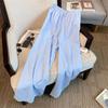 Blue Striped Wide-Leg Pants for Women - Korean Minimalist Aesthetic Casual Trousers | Summer Thin Lazy Loose Straight-Leg Floor-Length
