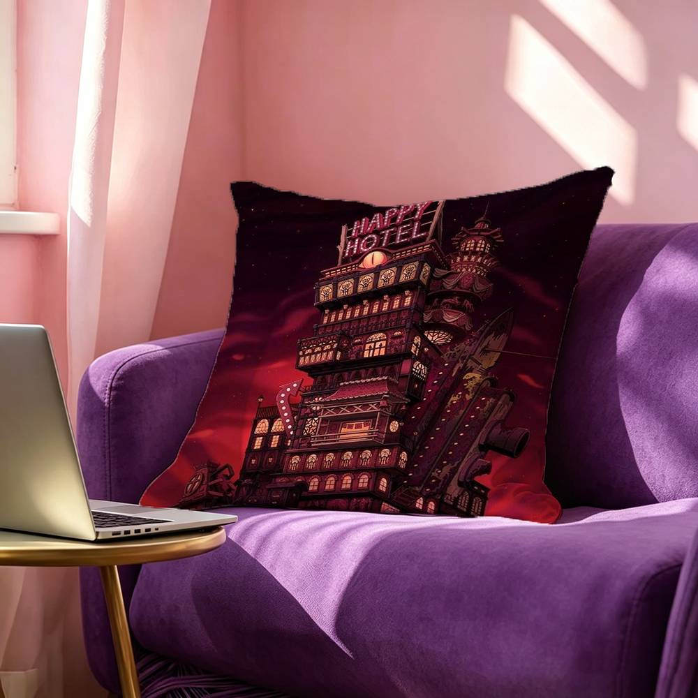 LLnsane anime HHazbin Hotel Pillow Case Square DoubleSided Sofa Cushion Cover Bedroom Bedside Pillow