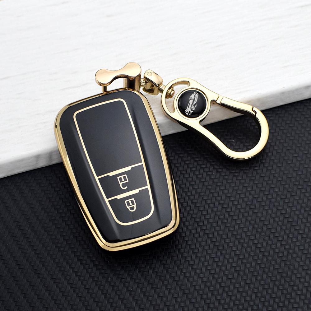 Soft TPU Car Key Case Shell For Toyota Prius Camry Corolla C-HR RAV4 Land Cruiser Prado Key Protector Cover Key Rings Auto Parts