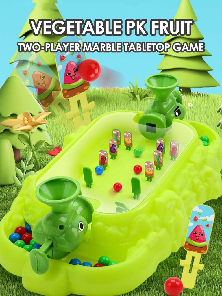 Kids Vegetable Pinball Machine Shooting Desktop Gaming Set Two Person Parent Child Interactive Battle Toy Xmas Gift Option