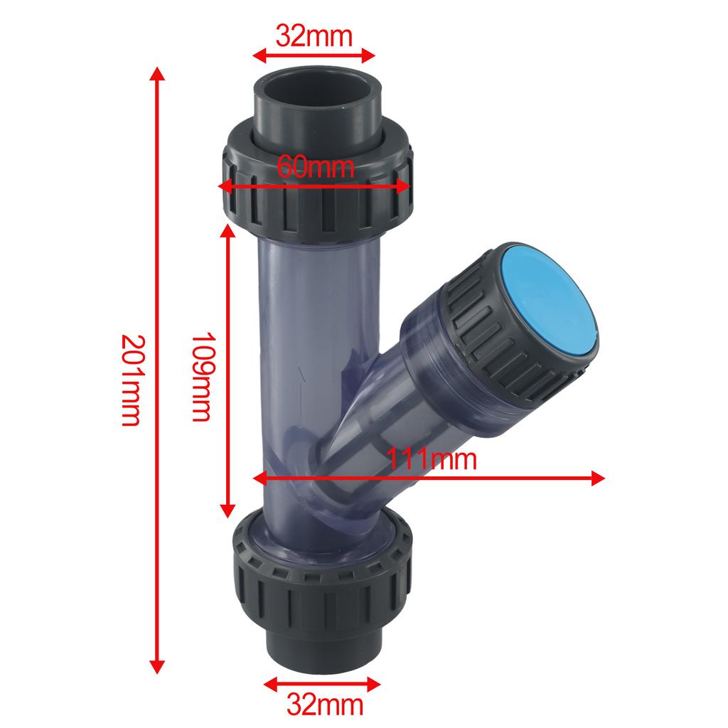 I.D 20~63mm Transparent PVC Y-Type Filter Aquarium Fish Tank Irrigation Filters Garden Water Pipe Filters Joint Fitting