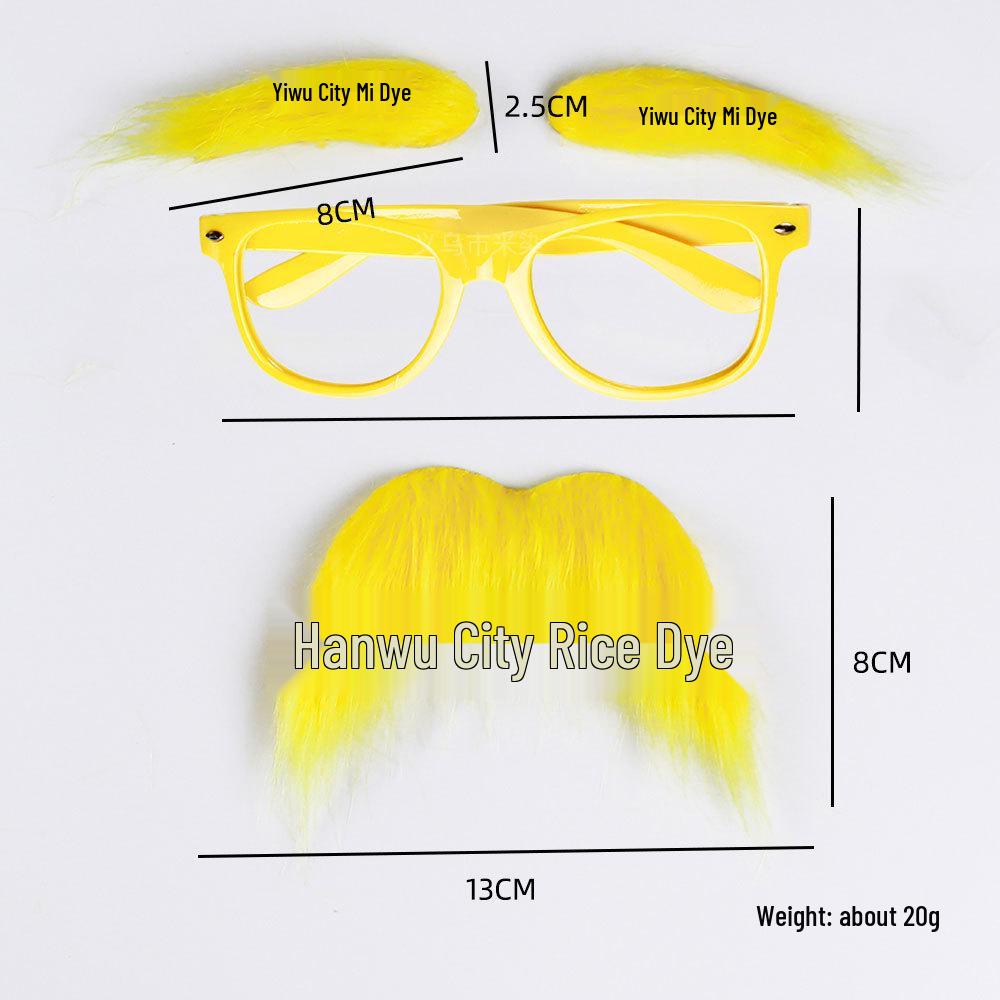 Yellow Old Man Beard and Mustache Party Costume Set