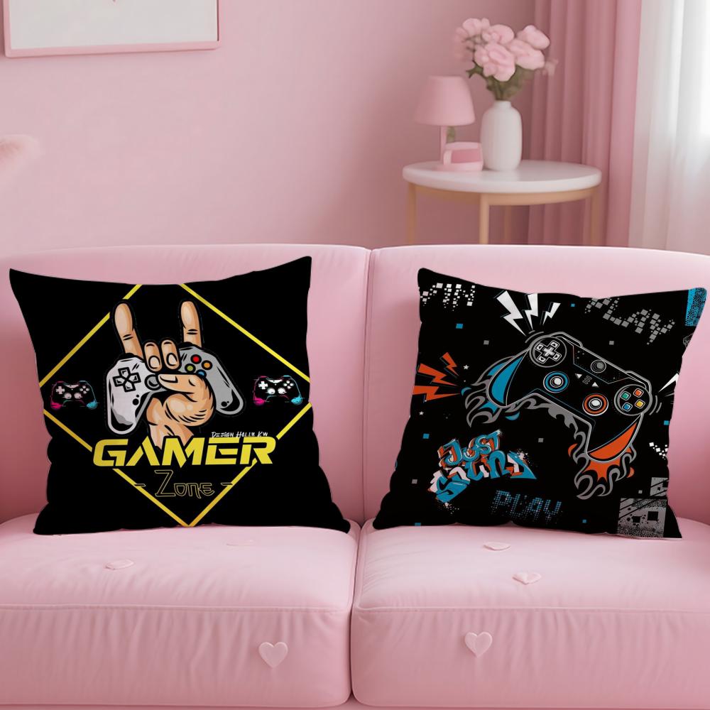 Colorful Graffiti Game Gamepad Cushion Cover Soft Short Plush Double-Sided Printing Home Decor Machine Washable Pillow Case Gift