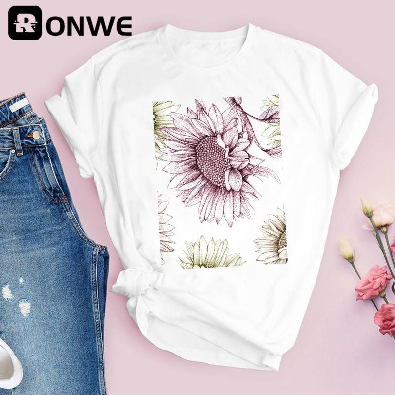 Women Graphic Flower Floral 3D Print T-shirt Girl Funny 90S Print Tops Tee Drop Shipping T-Shirts