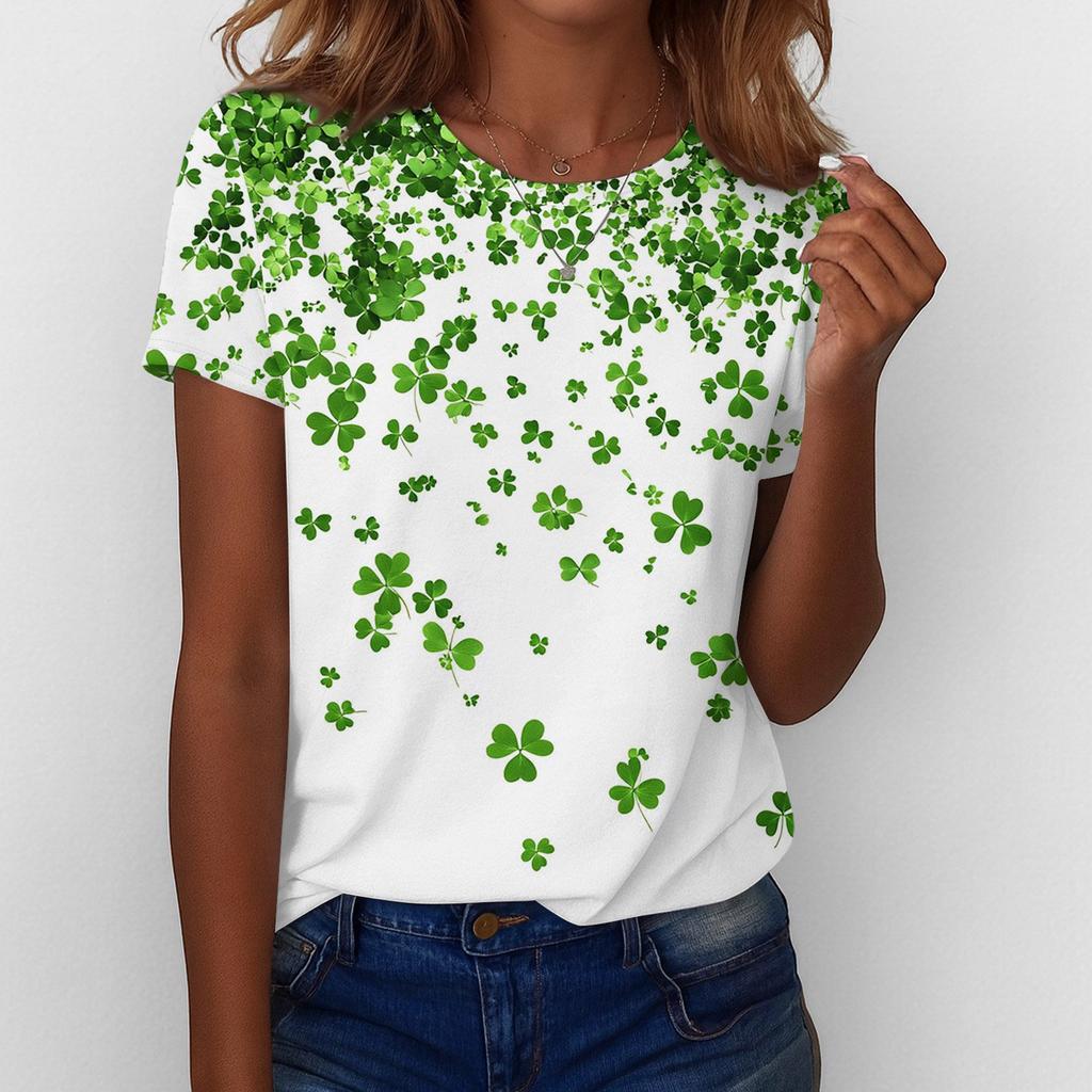 Women's T Shirt Tee Print Short Sleeve Daily Weekend Fashion Basic Regular Top  St. Patrick's Day
