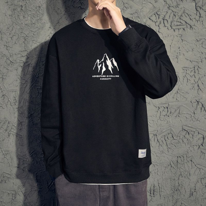 Wassup Fashion Brand Cartoon Smiley Face Fleece-lined round Neck Hoodie Boys Spring, Autumn and Winter All-Matching Couple Pullover Top Heavy