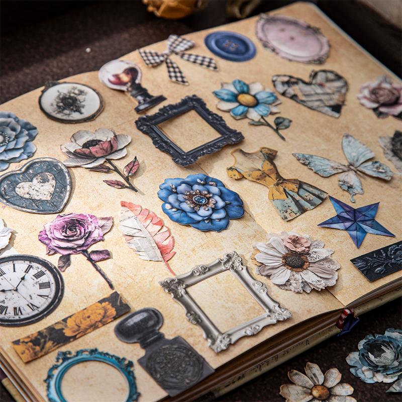 Journal GO 30pcs Vintage Memories Decorative Sticker Scrapbooking Label Diary Stationery Retro Frame Memoirs Card Art Stickers