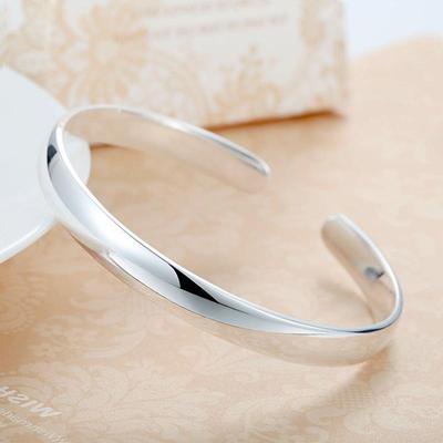 Silver-Plated Royal Concubine Open Bracelet - Smooth, Mirror Finish, Female Model