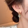 Exquisite Green Cat's Eye Angel Tears Earrings - Versatile High-End Ear Cuffs for Women