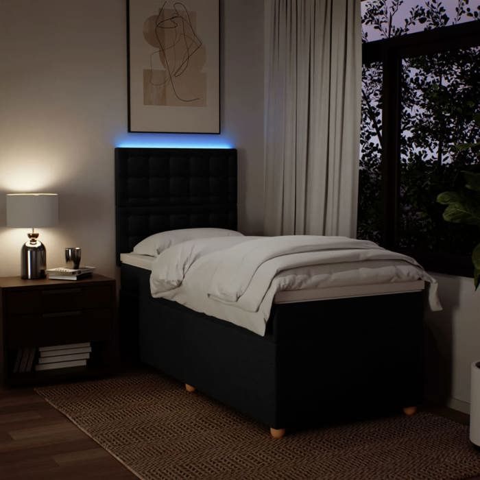 Maison Exclusive - Sommier à lattes de lit et matelas Noir 80x200 cm Tissu