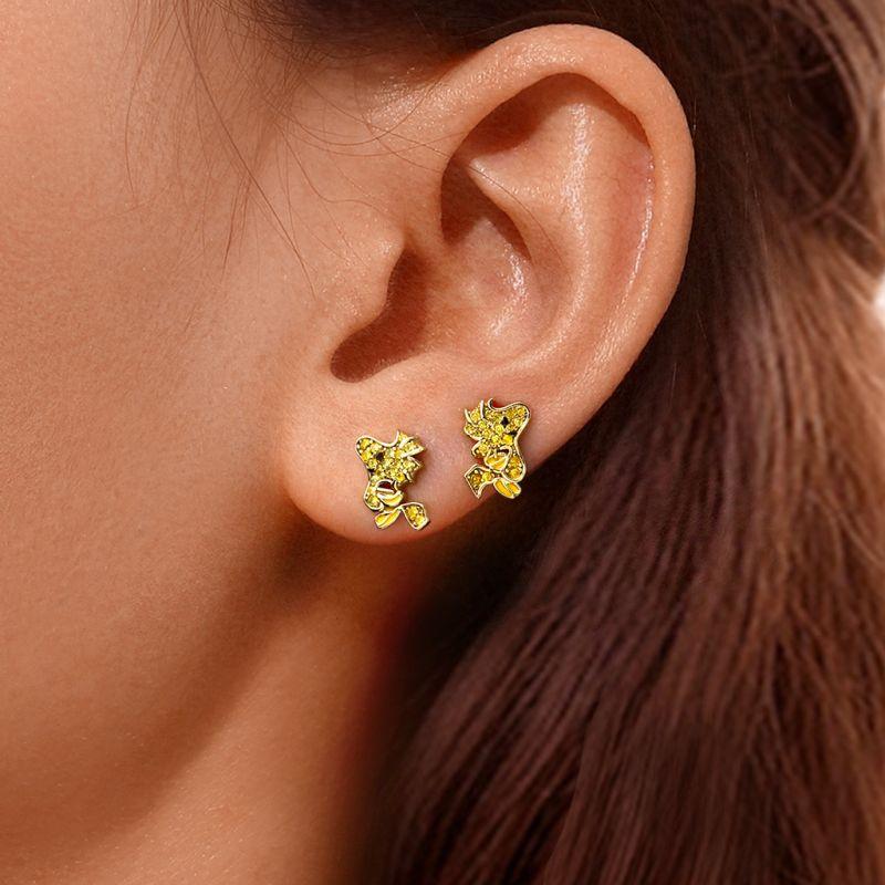 New 925 Silver Stitch Donald Duck Minnie Earrings With Zirconia Fashion High Quality Jewelry for Women Girls