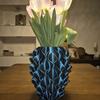 3D Printed Red Gold Flower Vase Sculptural Wave Geometric Textured Decorative Ripple Vase Modern Boho Home Decor for Coffee Table Shelf Entryway