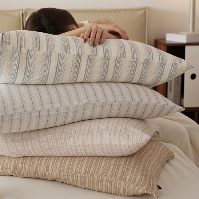 Soft Breathable Double Layer Cotton Pillowcase Set 48x74cm Single Bed Japanese Style