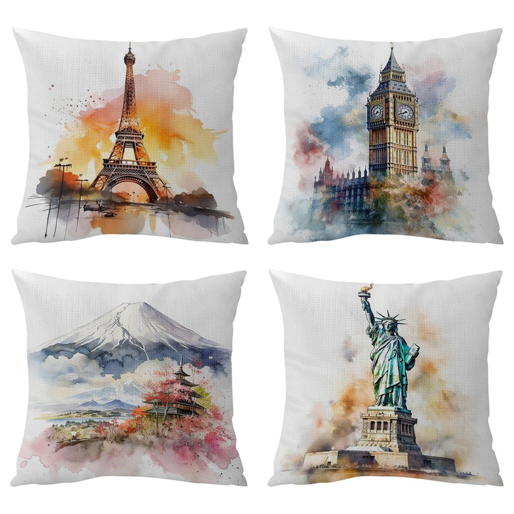 Famous Landmark 11CT 3 Strands DIY Stamped Pillow Cross Stitch Kits 45x45cm with Embroidery Pattern for Adults Beginners