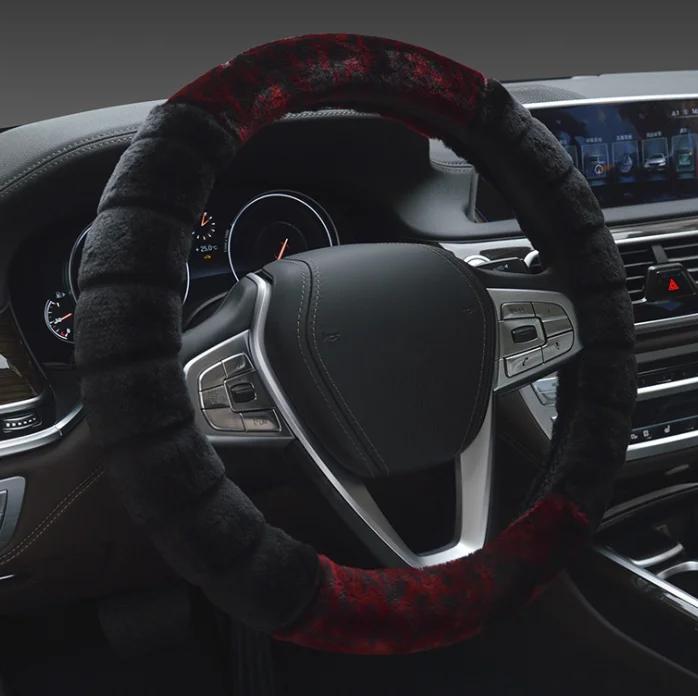 

Зимний супер мягкий плюшевый чехол на руль автомобиля, универсальный теплый чехол из искусственного меха для авто руля 37/38 см чёрный