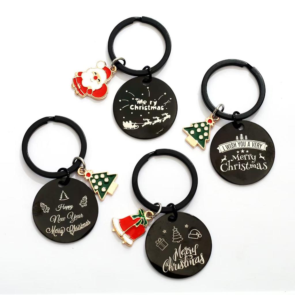 Merry Christmas Christmas Keychain New Year Stainless Steel Keychain Gift Stainless Steel Keychain for Backpack Bag Pendant