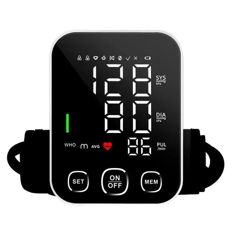 

Digital Blood Pressure Monitor with Voice Reporting, Upper Arm Electronic BP Machine, LCD Display with Memory Function білий