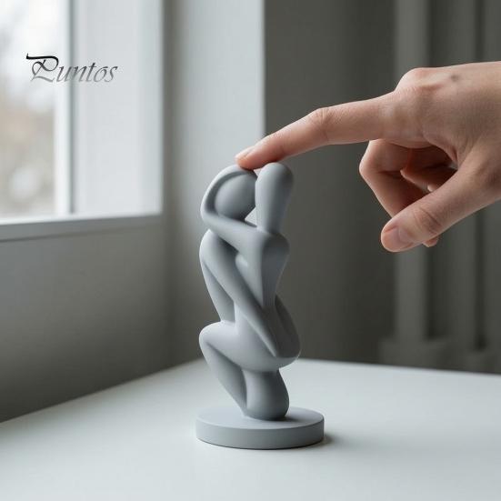 Balanced Weight Ornament 3D Printed Hugging Couple Sculpture, Abstract Embrace Figurine with Smooth Curves, Minimalist Statue Stain Resistant Material