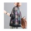 New Spring and Autumn Women's Spliced  Printed Pullover Round Neck Sweatshirt Western Style Retro Casual Top