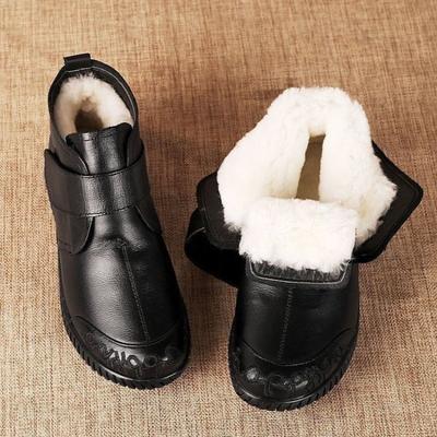 Weiche Leder- und weichsohlige rutschfeste Baumwollschuhe - Neuer Stil mit zusätzlicher Isolierung - Schneestiefel für Damen