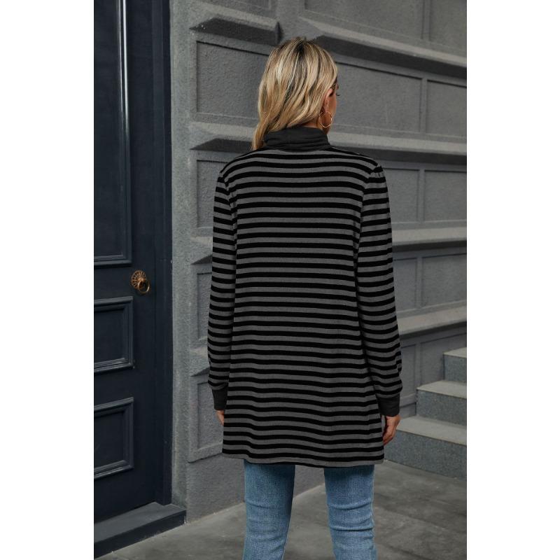 YYFS Dam Mode Casual Vår Höst Randigt Tryck Långärmad O-Hals Blusar & Skjortor