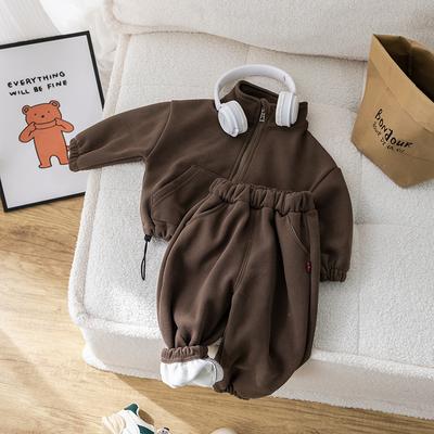 Children's Baby Sets Winter Fleece Casual Child Sets Sport Suit Girls Boys Coat Pants